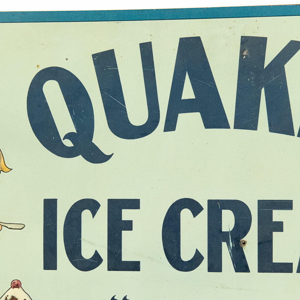 Quaker Ice Cream Rose O'Neill Kewpie SST Ad Sign