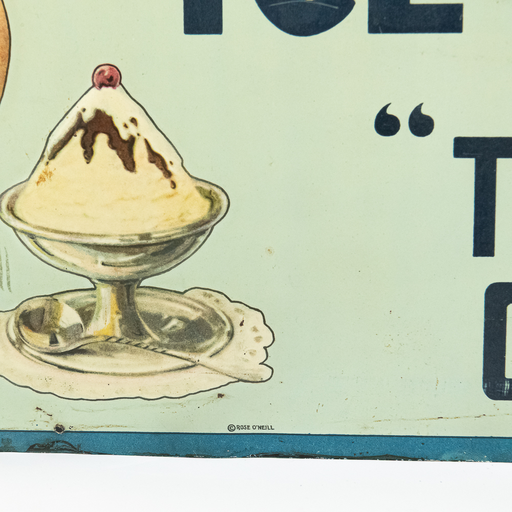 Quaker Ice Cream Rose O'Neill Kewpie SST Ad Sign