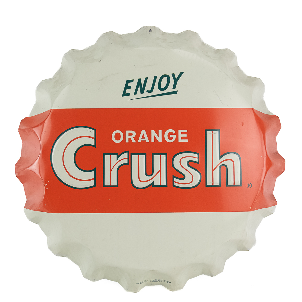 Orange Crush Metal Bottle Cap Sign