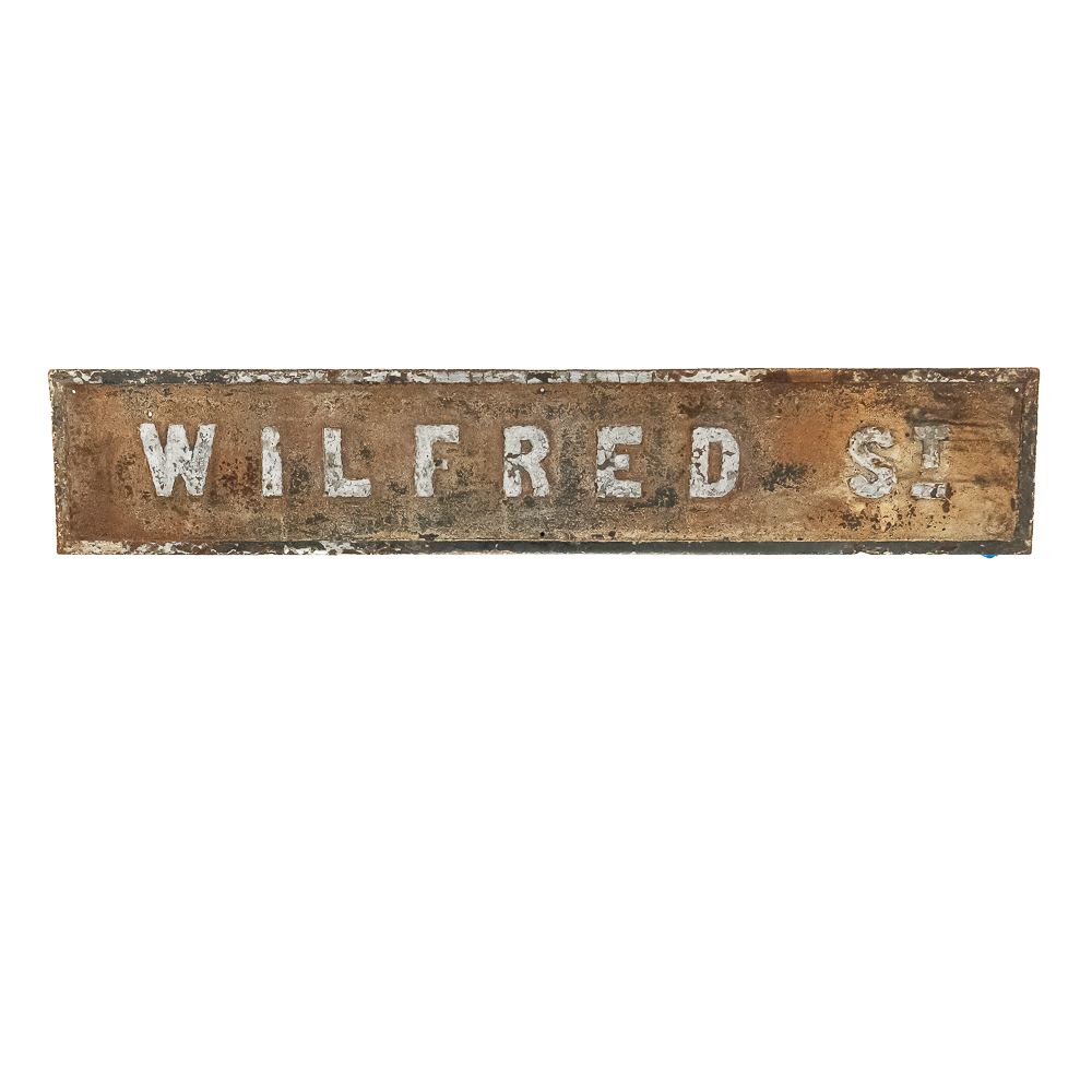Antique 53" Wilfred St Cast Iron Street Sign