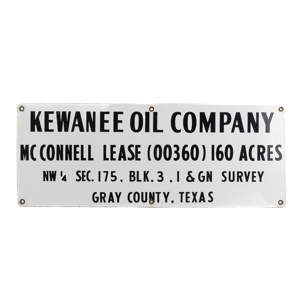 26" Kewanee Oil Well Lease SSP Advertising Sign