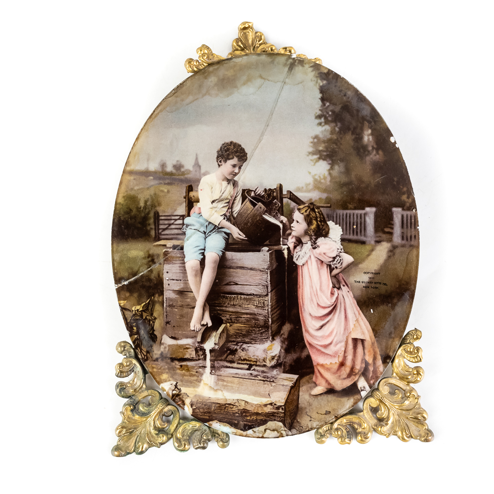 (4) Antique Victorian Crystoleum Prints