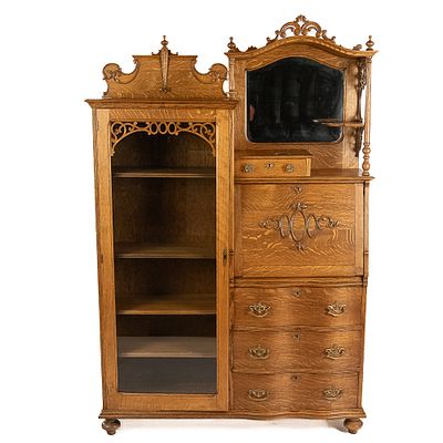 Quarter-sawn Oak 'Larkin-style" Secretary Desk. Quarter-sawn oak late 19th century Victorian 