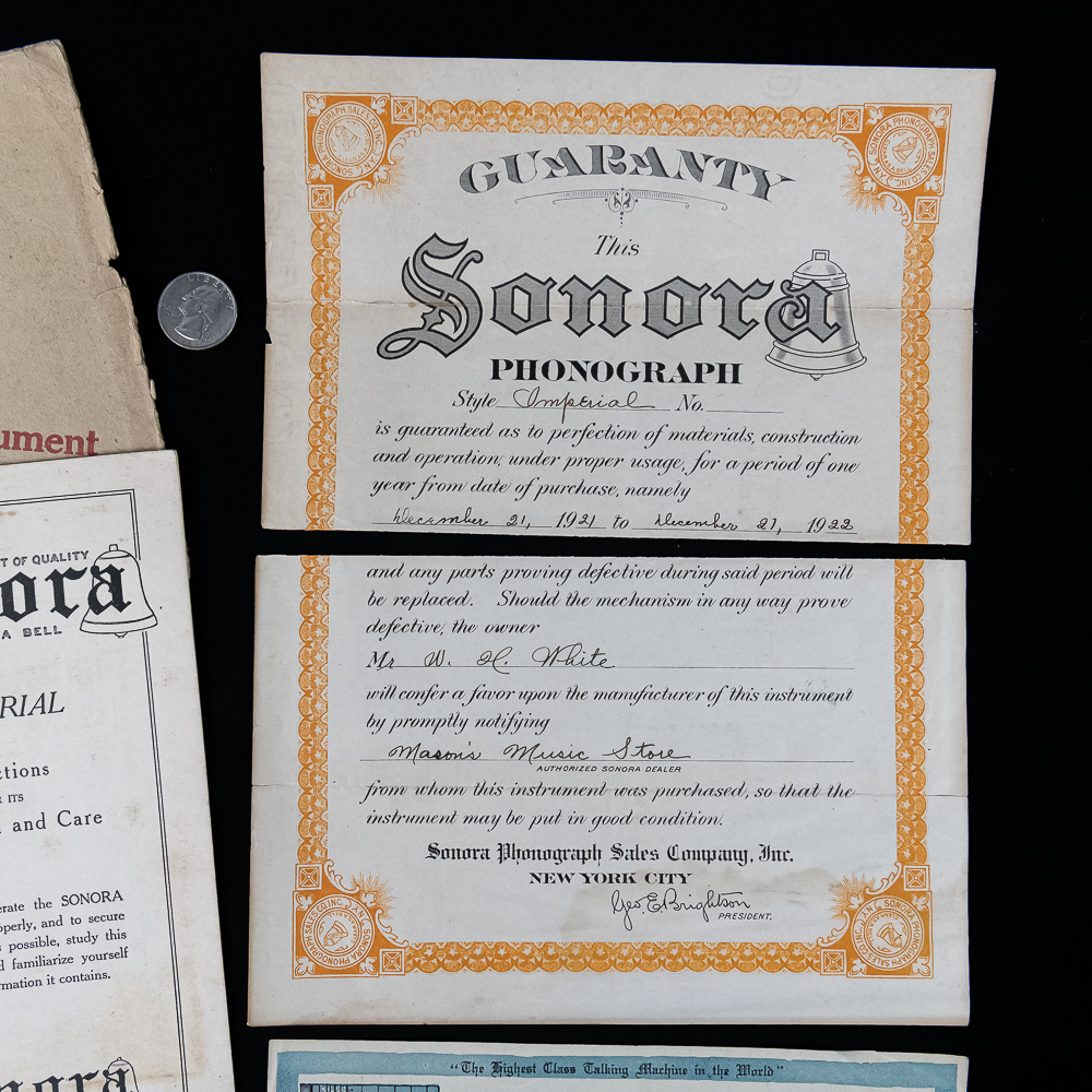 1921 Sonora Phonograph Ephemera Group
