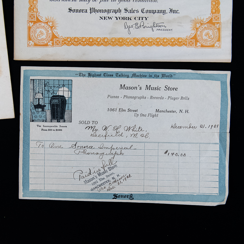 1921 Sonora Phonograph Ephemera Group