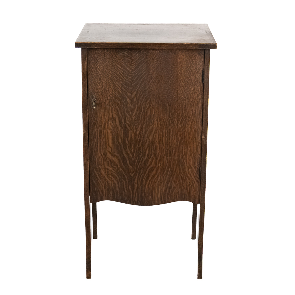 Oak Record Storage Cabinet w/ Key