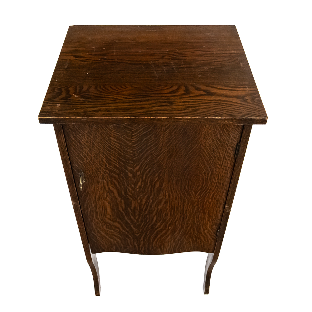 Oak Record Storage Cabinet w/ Key