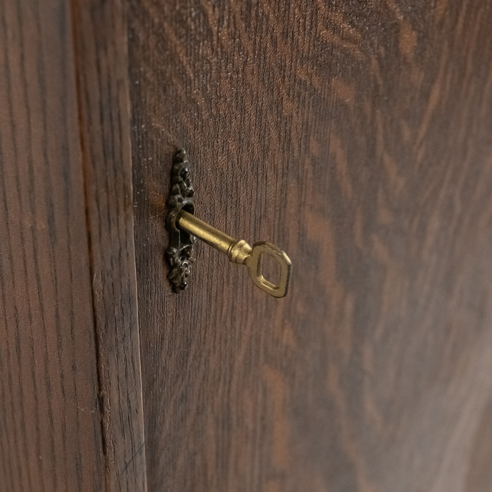 Oak Record Storage Cabinet w/ Key