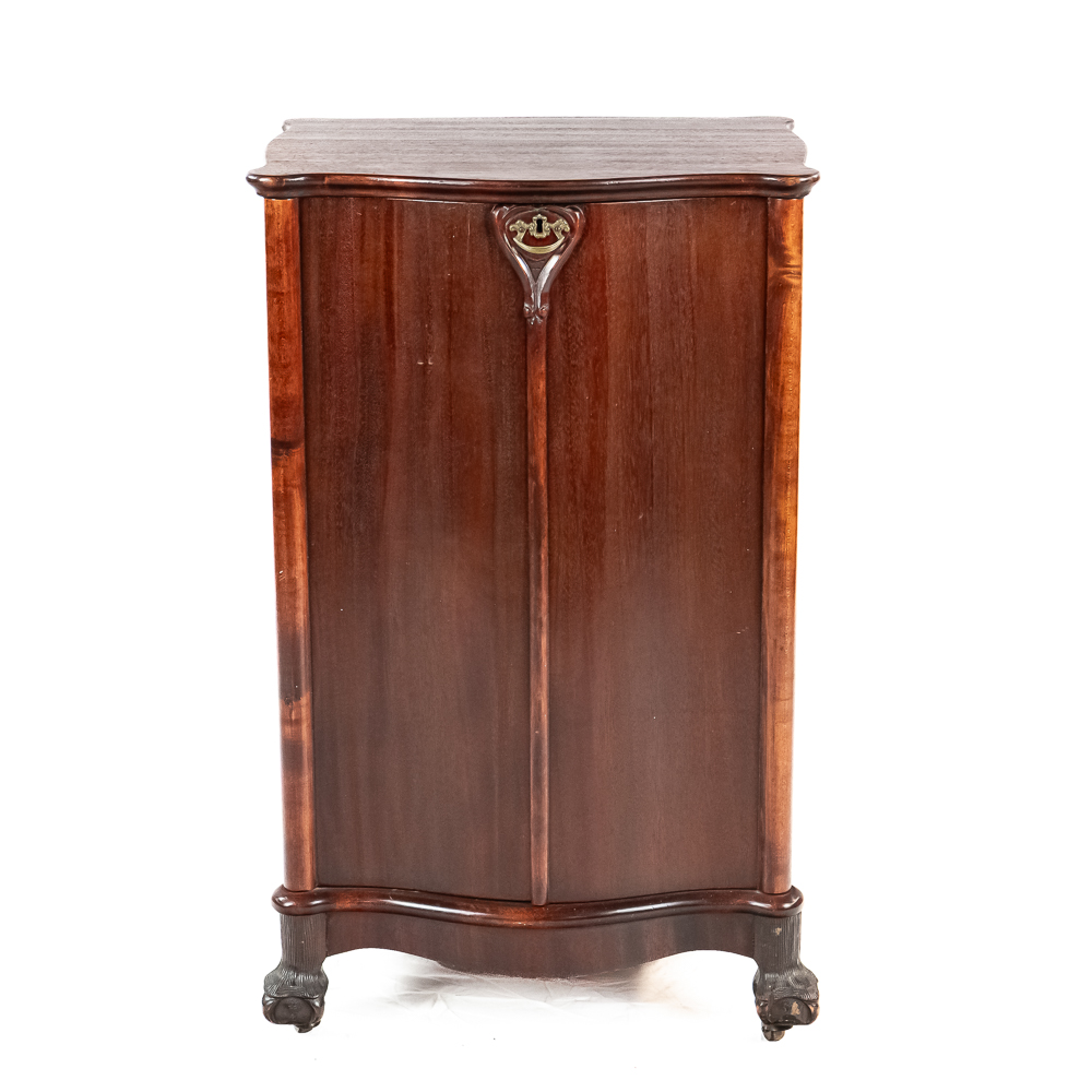 Mahogany Bow Front Record Cabinet