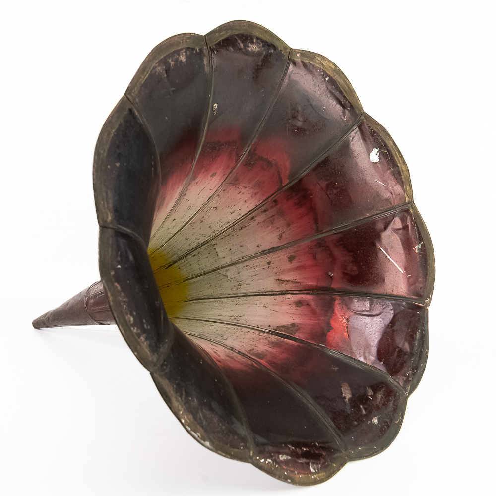11 Panel Ruby Morning Glory Phonograph Horn