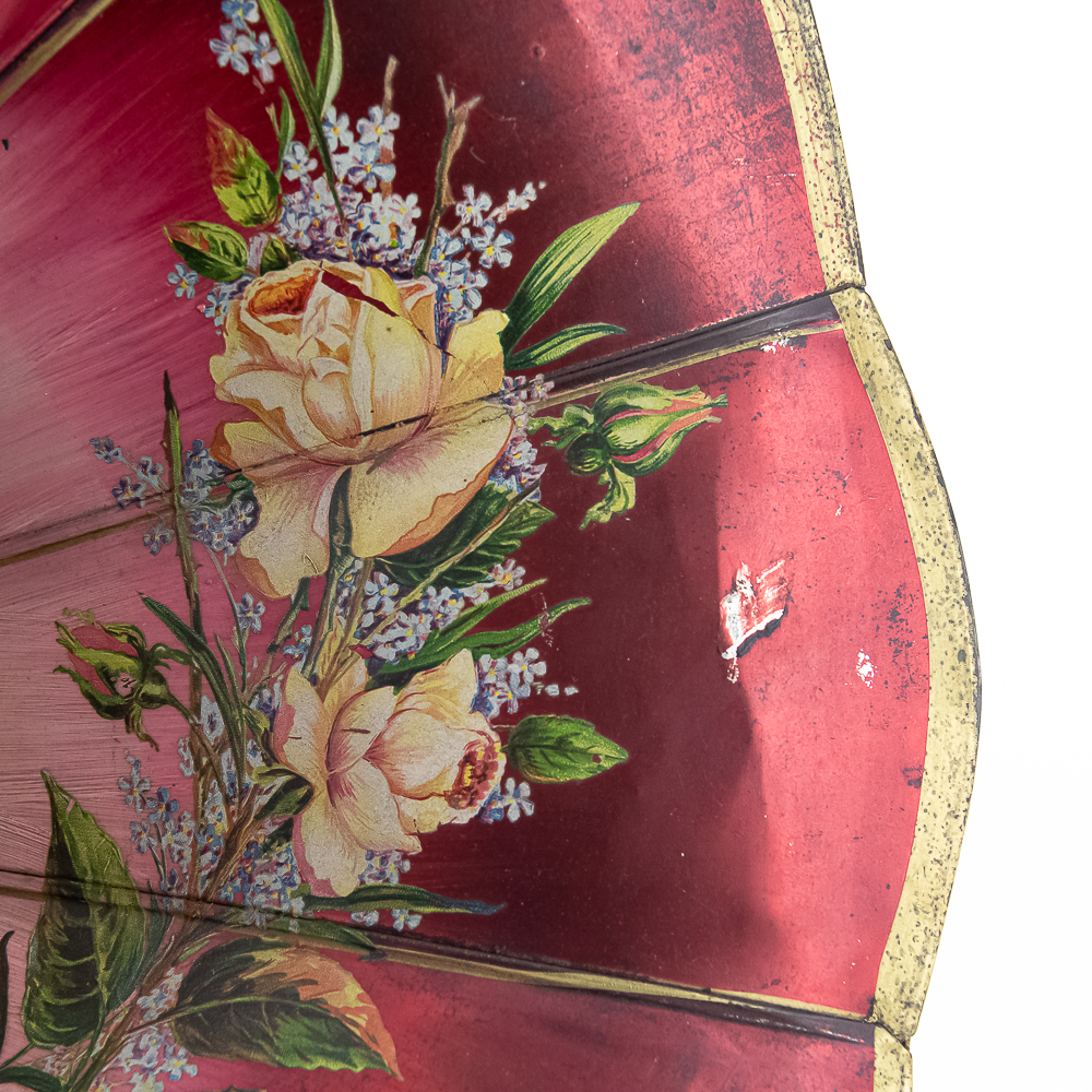 Antique Ruby Red Floral Phonograph Horn