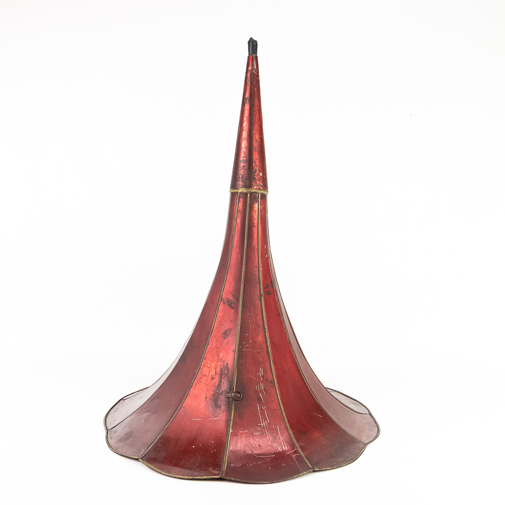 Antique Ruby Red Floral Phonograph Horn