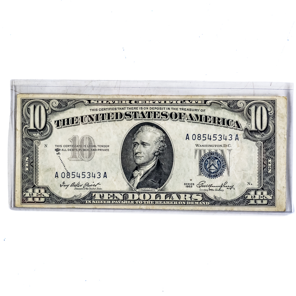 AU-XF 1934 & (2)1953 $10 Dollar Silver Certificate