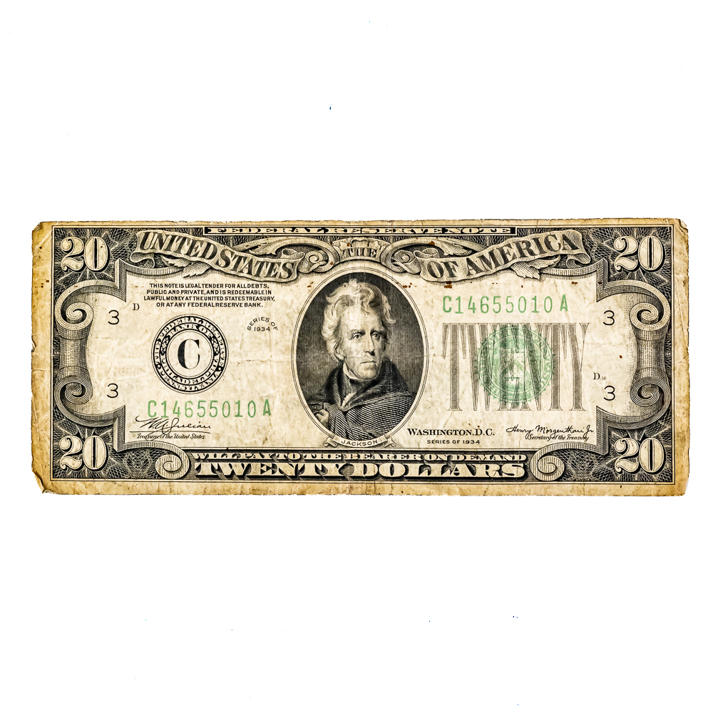 1935-A Hawaii $1 Silver Certificate & (3) $20 Bill