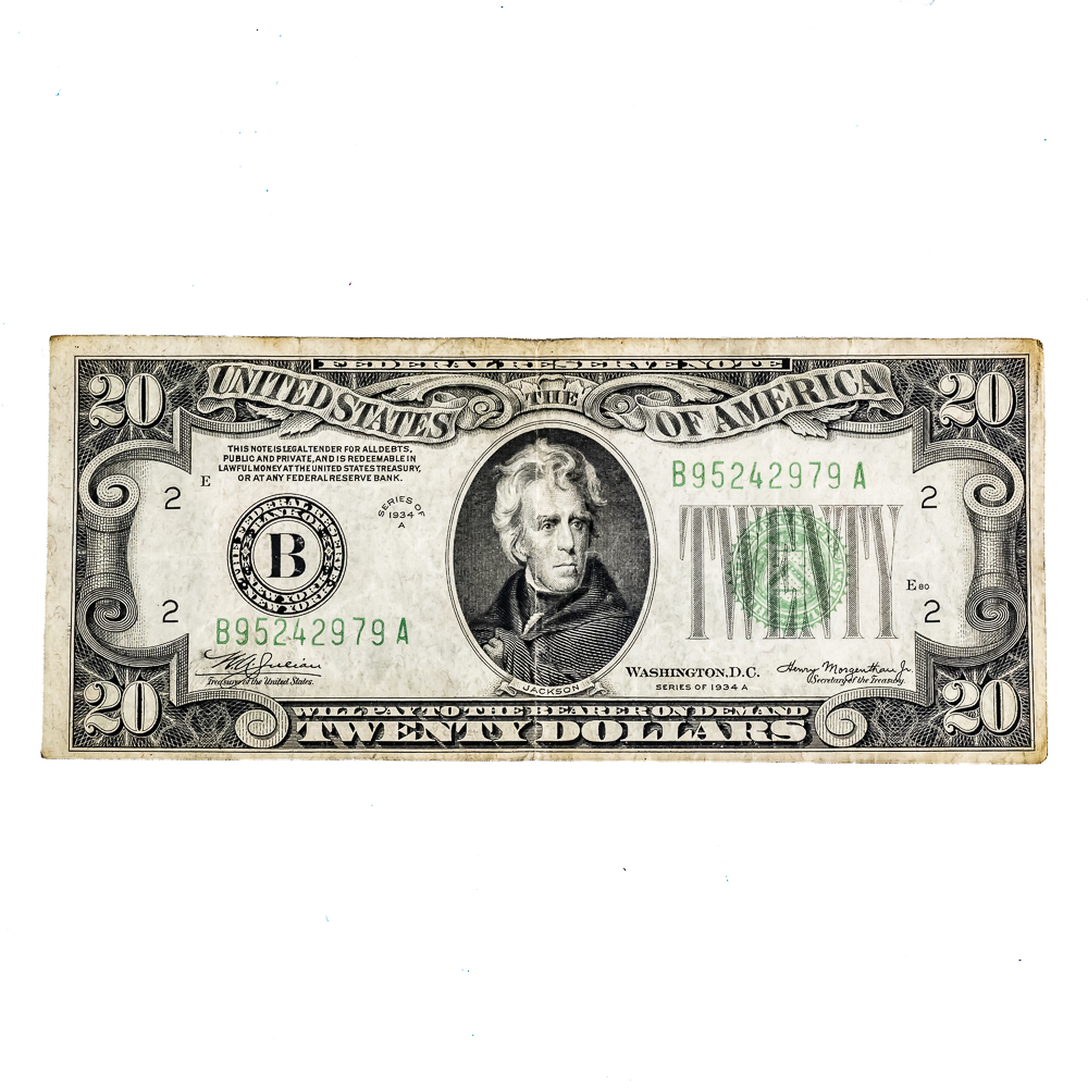 1935-A Hawaii $1 Silver Certificate & (3) $20 Bill