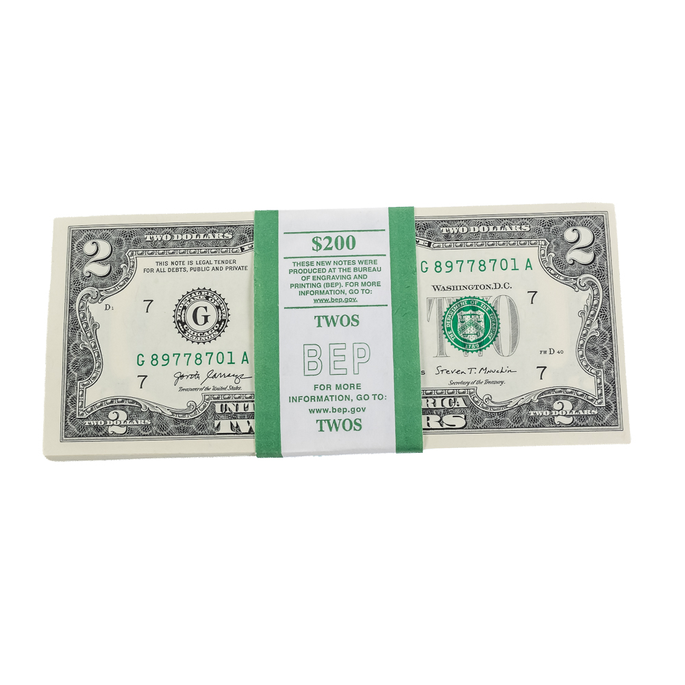 2017-A $2 Dollar BEP Pack (100) Sequential FRN $2