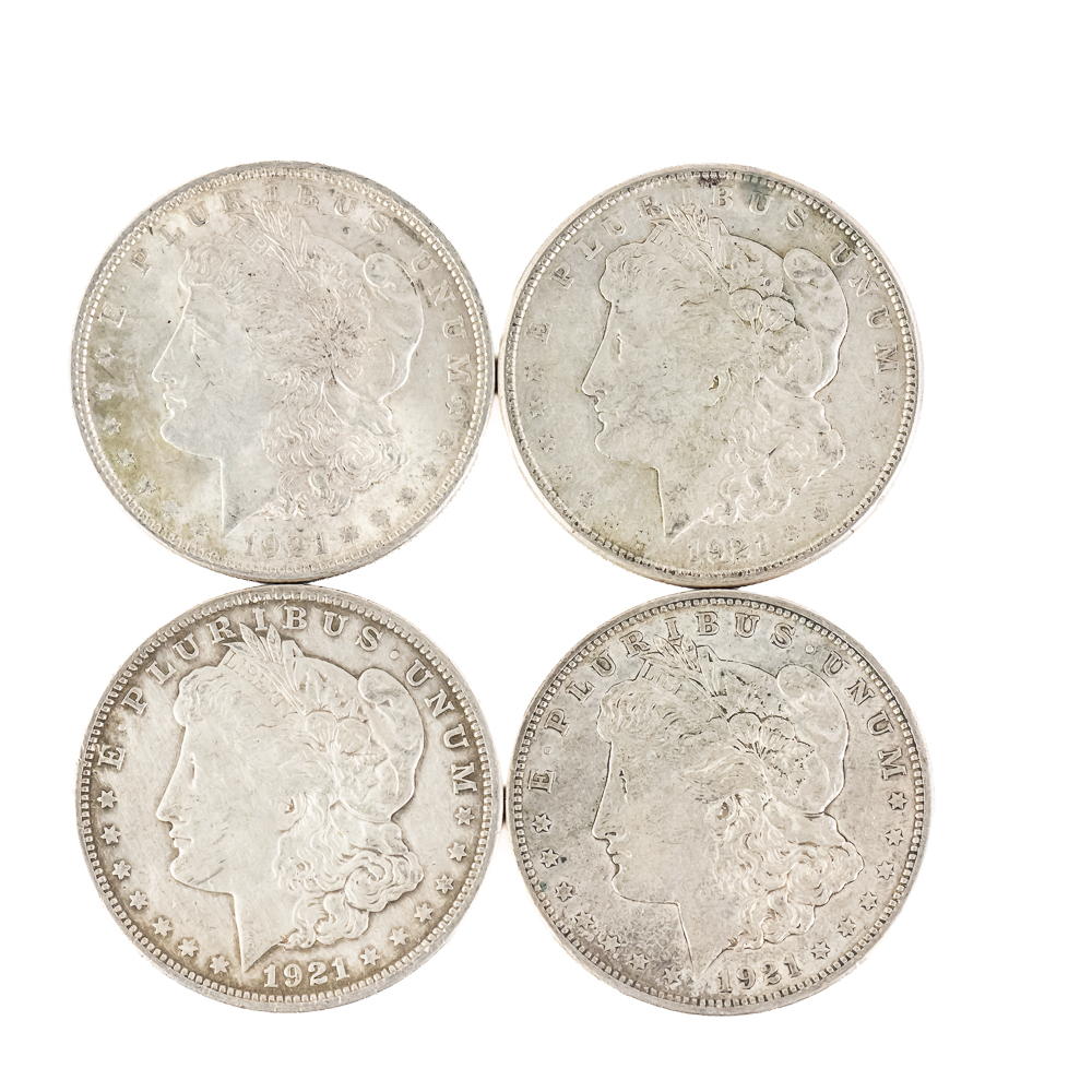 (4) 1921 Morgan 90% Silver Dollars
