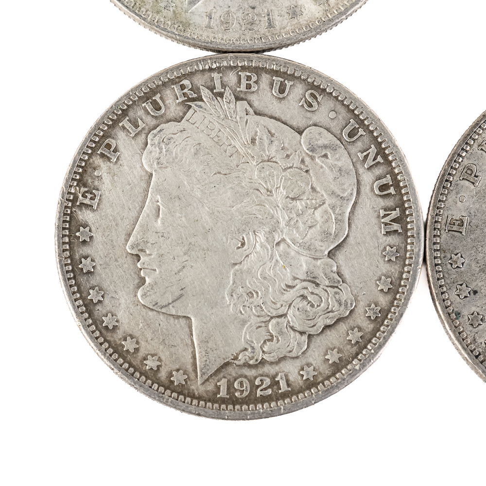 (4) 1921 Morgan 90% Silver Dollars