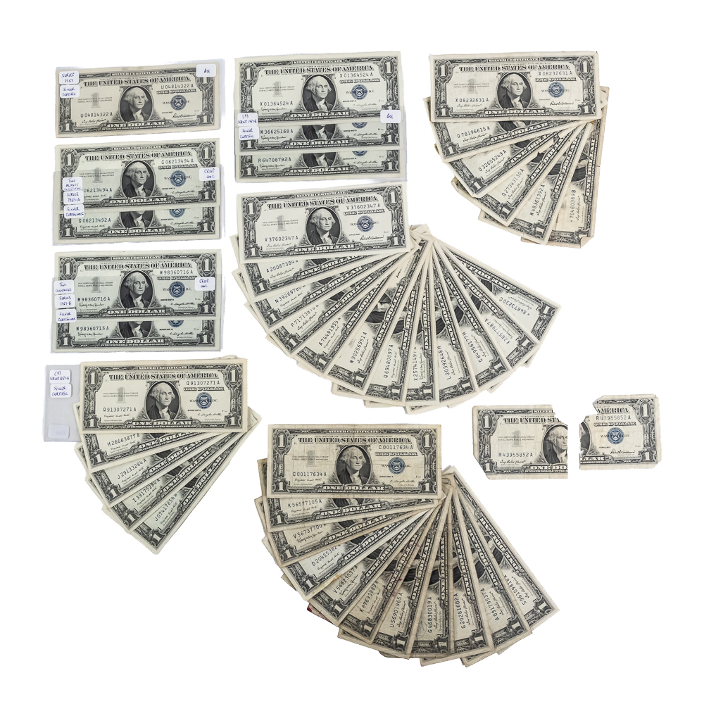 (43) 1957 $1 Dollar Silver Certificate Bills