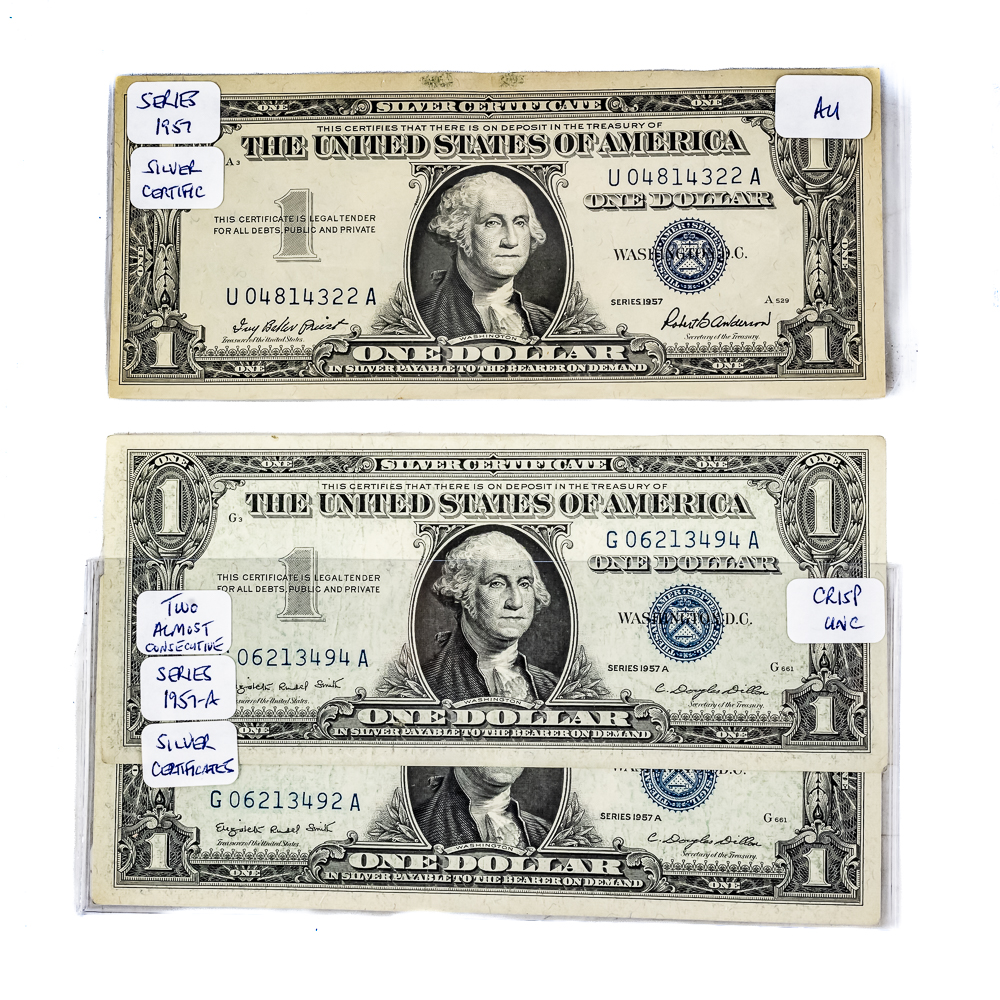 (43) 1957 $1 Dollar Silver Certificate Bills