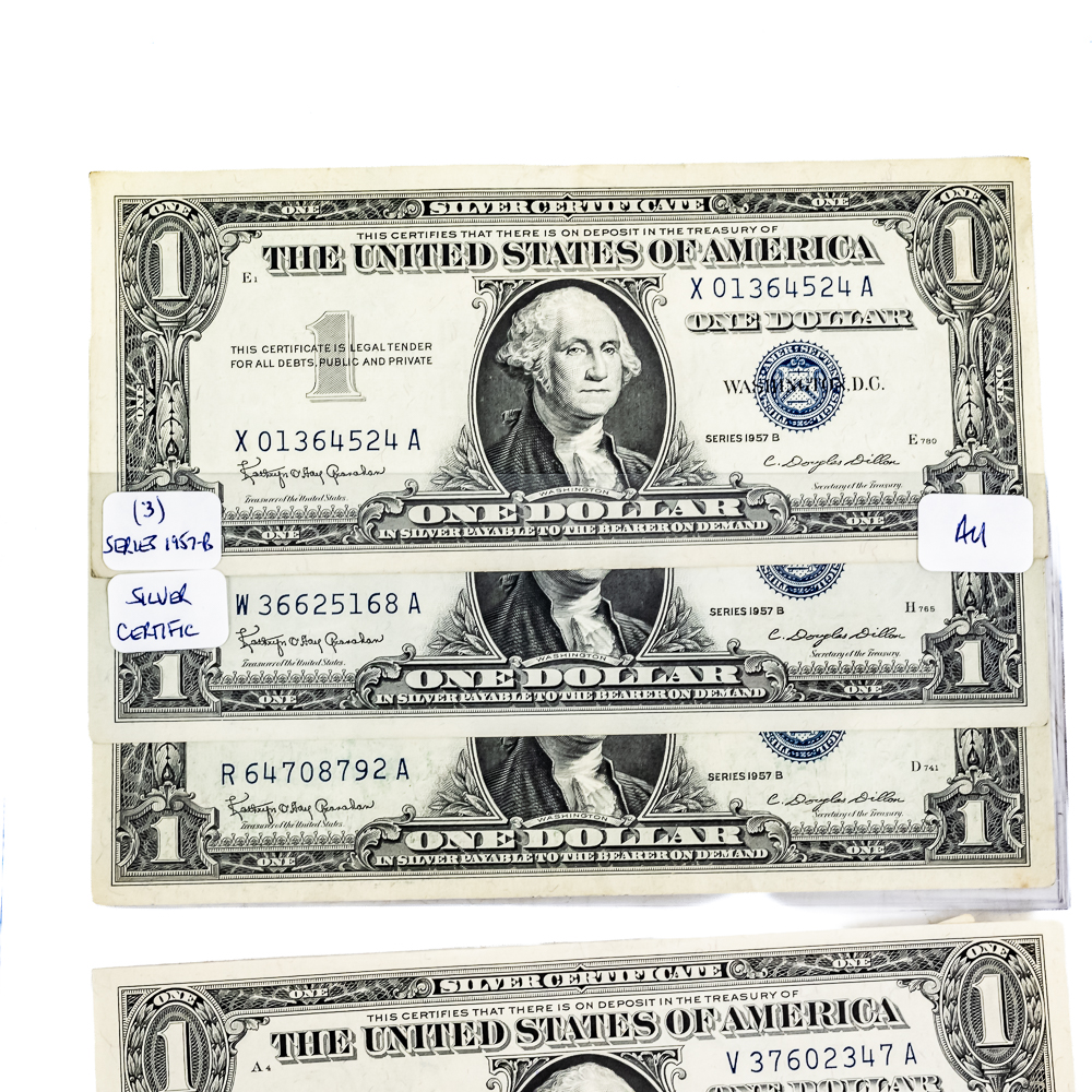 (43) 1957 $1 Dollar Silver Certificate Bills
