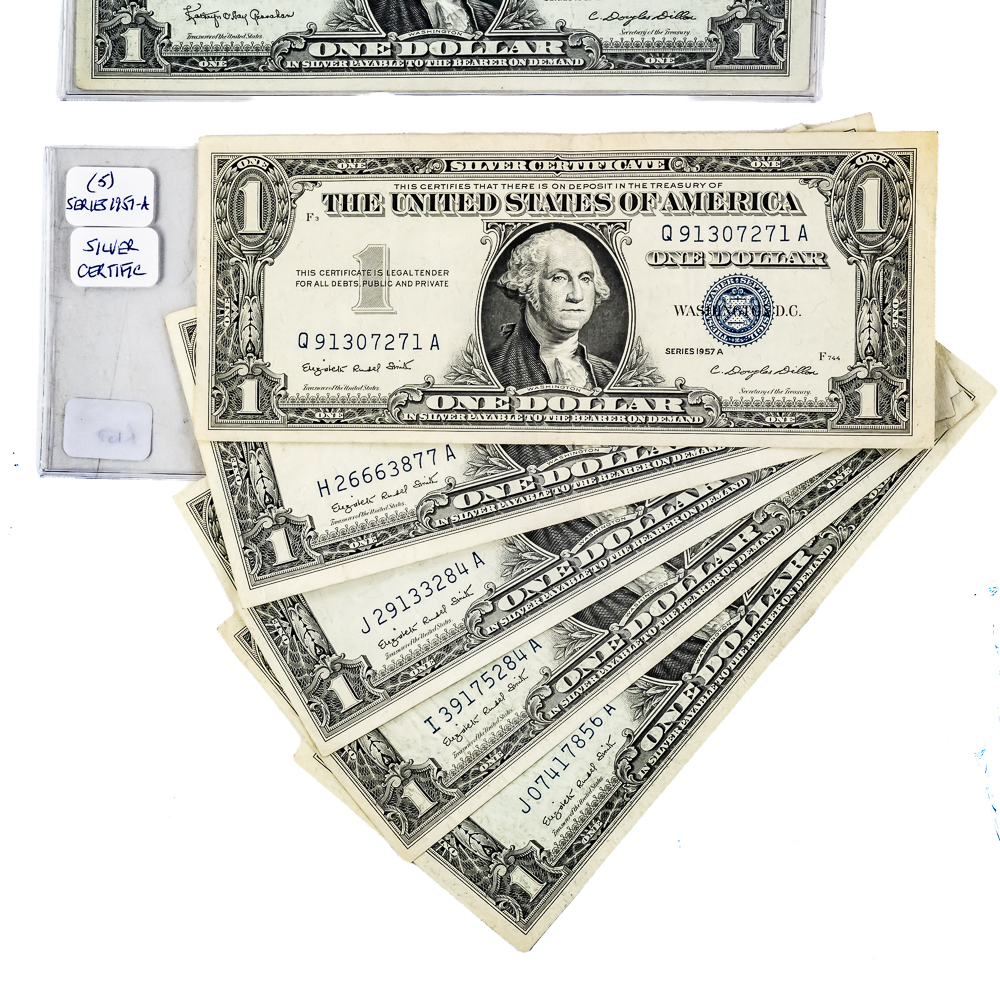 (43) 1957 $1 Dollar Silver Certificate Bills