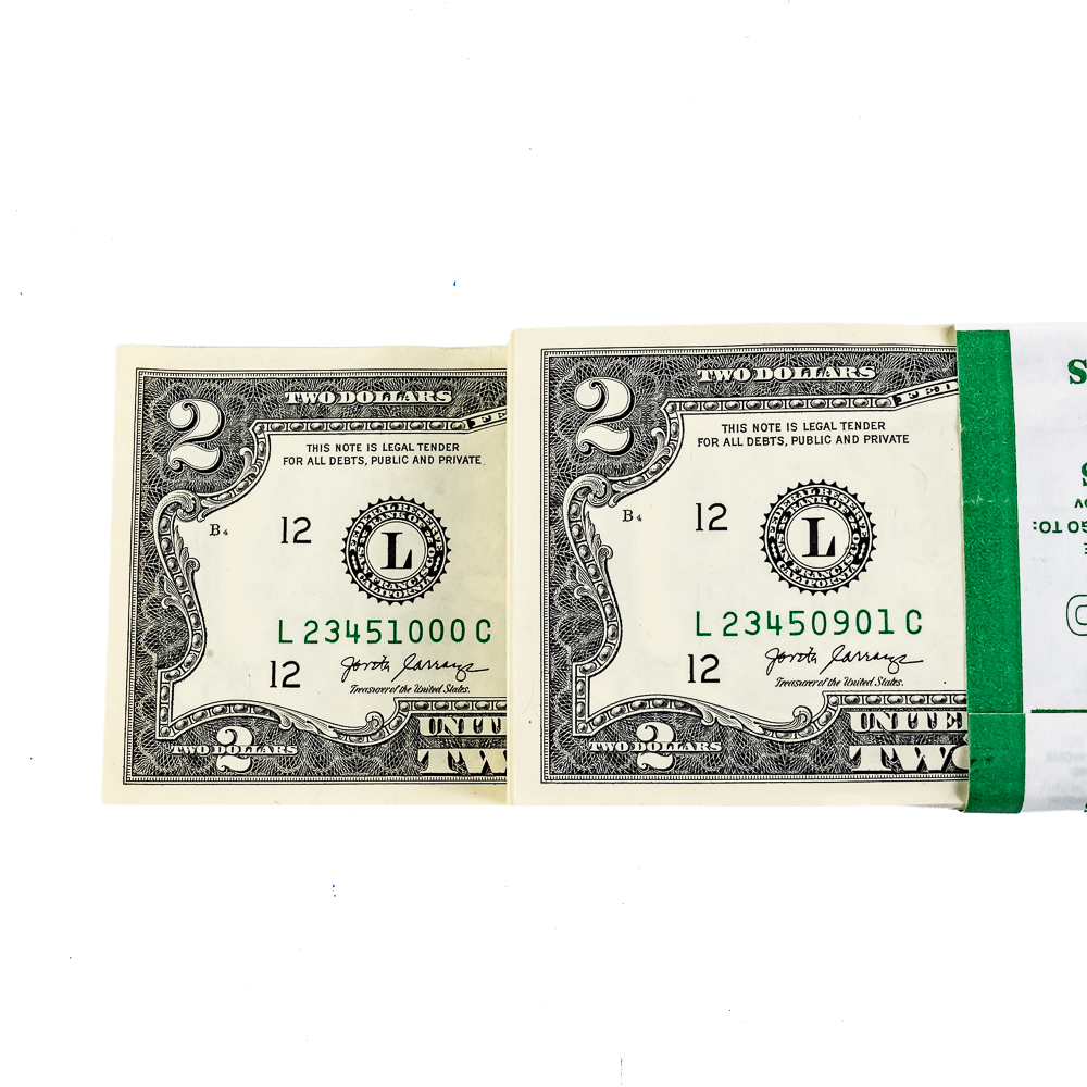(2) 2017-A $2 Dollar BEP Packs w Sequential Bills