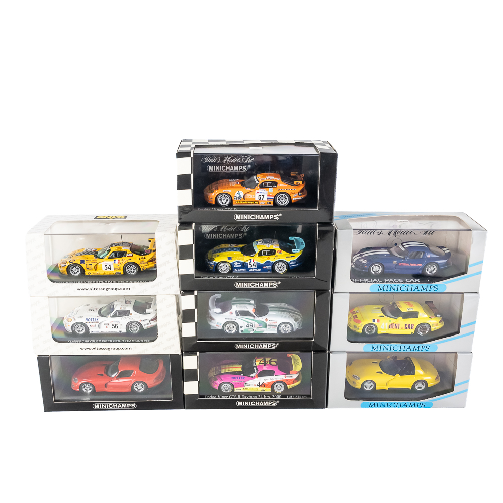 (10) NIB Dodge Viper MINICHAMPS 1:43 Model Cars