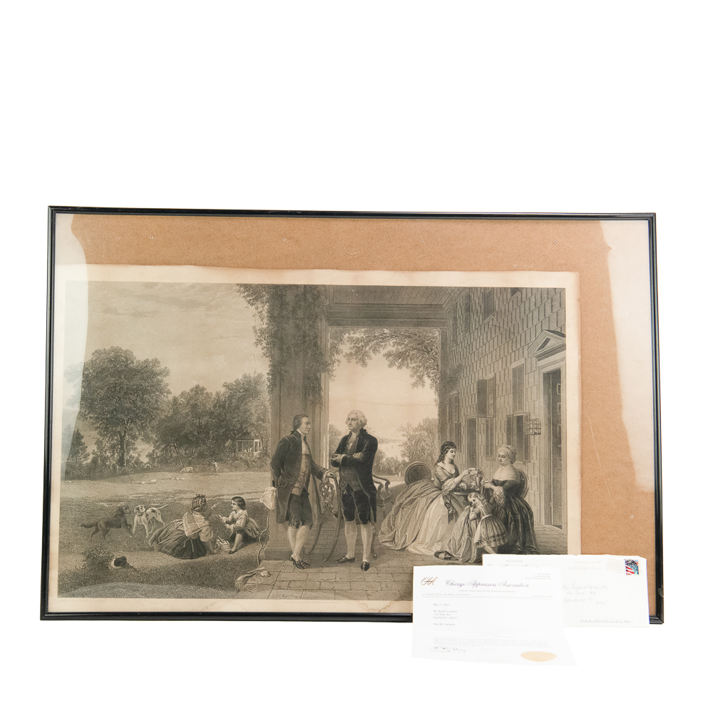 Washington & Lafayette at Mount Vernon, Engraving