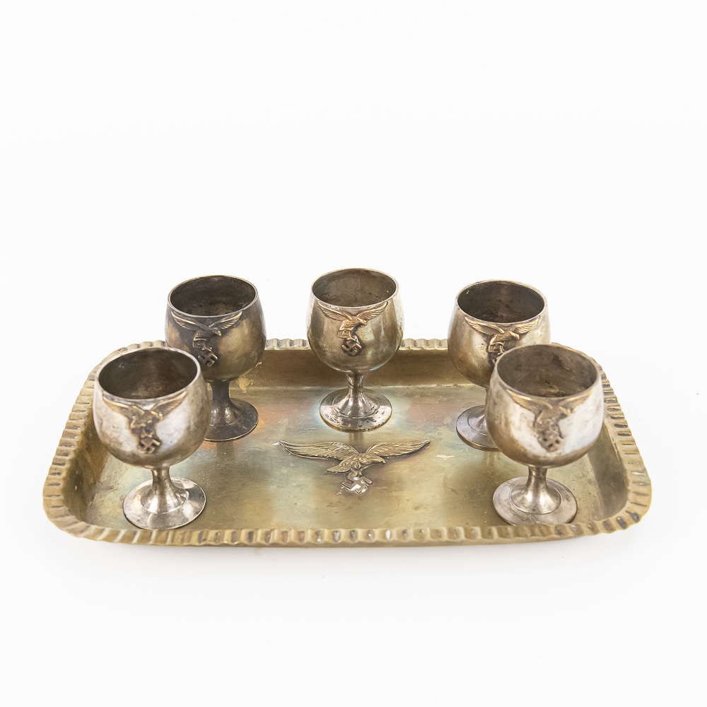 Luftwaffe Brass Tray with Cups / Goblets (5)