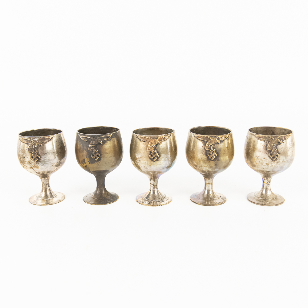 Luftwaffe Brass Tray with Cups / Goblets (5)