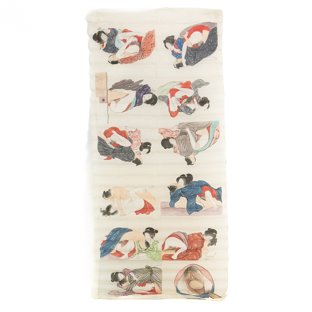 Japanese Shunga Silk Scroll WWII GI Bringback
