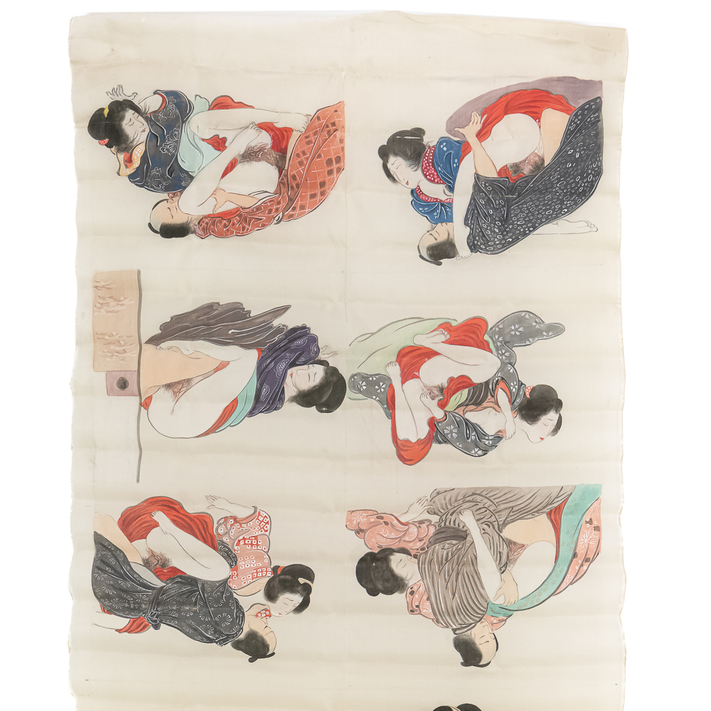 Japanese Shunga Silk Scroll WWII GI Bringback