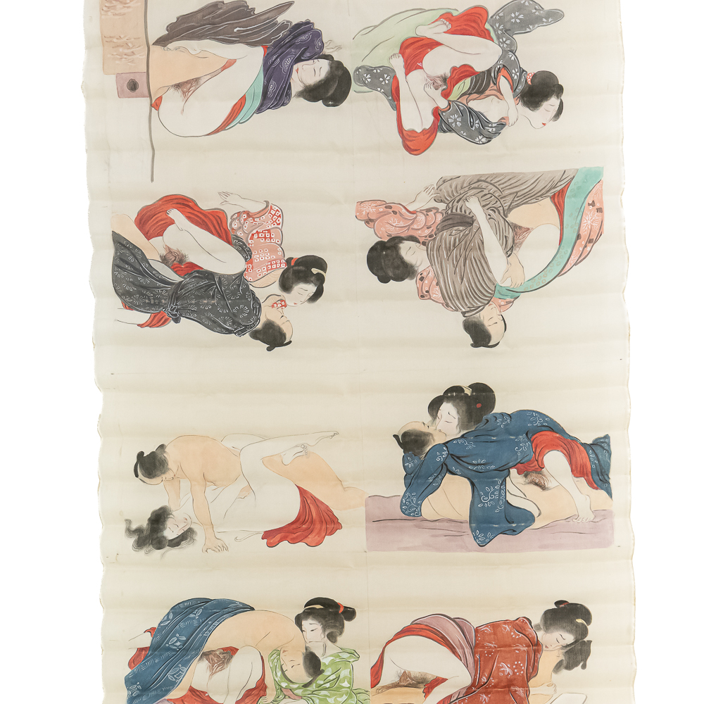 Japanese Shunga Silk Scroll WWII GI Bringback
