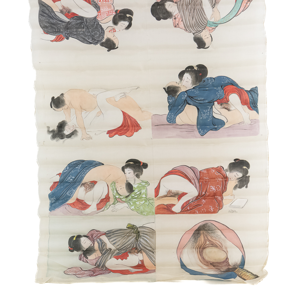 Japanese Shunga Silk Scroll WWII GI Bringback