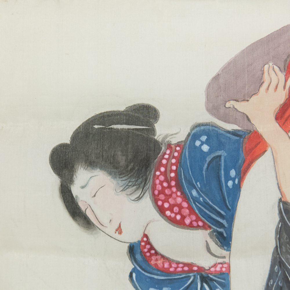 Japanese Shunga Silk Scroll WWII GI Bringback