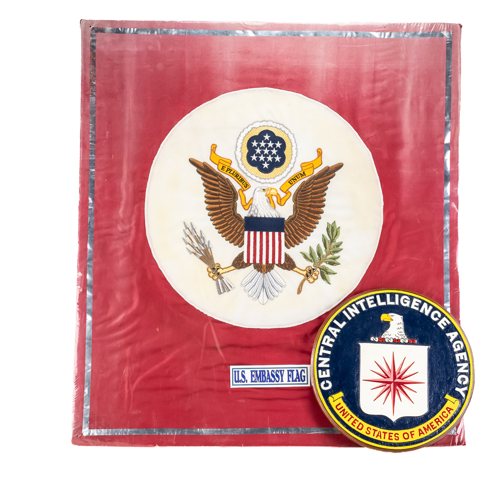 US Embassy Flag Mount & CIA Wood Seal