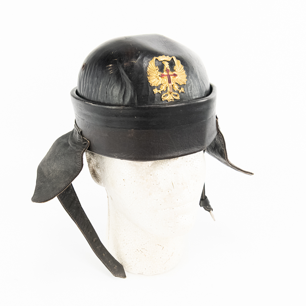 Leather Helmet Eagle / Cross on Front