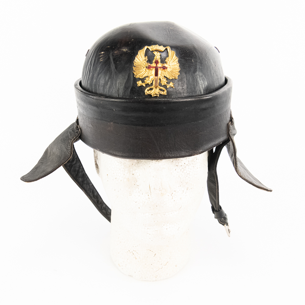 Leather Helmet Eagle / Cross on Front