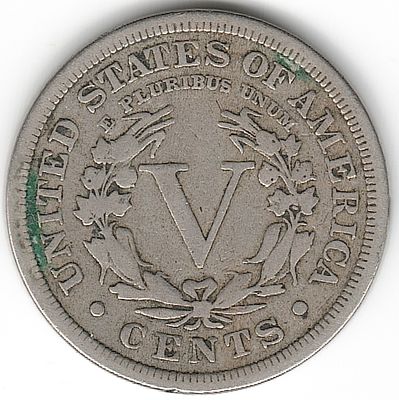 ארה"ב , מטבע מבוקש של 5 סנט ליברטי , משנת : 1911 ,