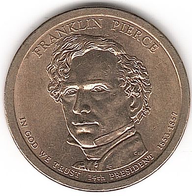 ארה"ב , מטבע של 1 דולר מסידרת נשיאי ארה"ב , הנשיא פרנקלין פיירס , במצב חדש UNC