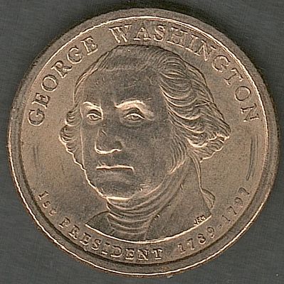 ארה"ב , מטבע של 1 דולר מסידרת נשיאי ארה"ב , הנשיא ג'ורג' וושינגטון ,