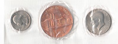 ארה"ב , סט מטבעות 1976-D , שהוטבע לרגל ציון 200 שנה לארה"ב , כולל מדליה / אסימון מטבעת סן פרנסיסקו