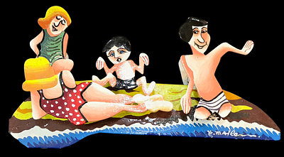 יובל מלר - בחוף הים - פסל מגזרת מתכת תלת מימדי. 16&times;31. יובל מלר הוא אמן ישראלי עכשווי הפועל בציור 