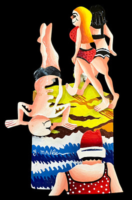 יובל מלר - בחוף הים - פסל מגזרת מתכת תלת מימדי. 18&times;30. יובל מלר הוא אמן ישראלי עכשווי הפועל בציור 