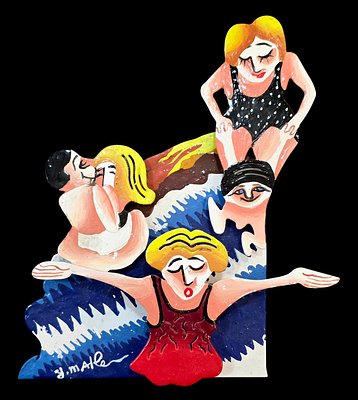 יובל מלר - בחוף הים - פסל מגזרת מתכת תלת מימדי. 21&times;25. יובל מלר הוא אמן ישראלי עכשווי הפועל בציור 