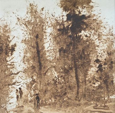 אלבז - נוף. שמן על בד. חתום וממוסגר. 25&times;25סמ