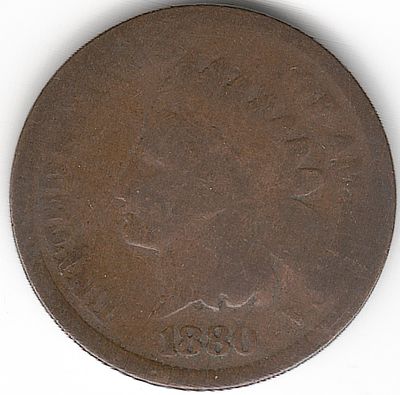 ארה"ב , מטבע מבוקש של 1 סנט ראש אינדיאני משנת 1880