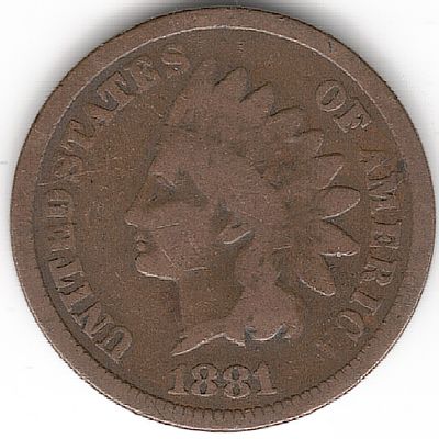 ארה"ב , מטבע מבוקש של 1 סנט ראש אינדיאני משנת 1881