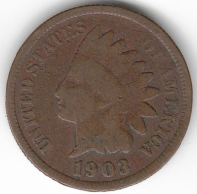 ארה"ב , מטבע מבוקש של 1 סנט ראש אינדיאני משנת 1903
